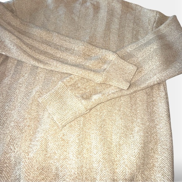 Roundtree & Yorke Beige Herringbone Cotton Cardigan Preppy Neutral Grandpa - Picture 9 of 12